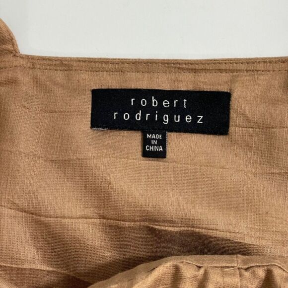 Robert Rodriguez Size 2 Brown Linen Blend Eyelet Lace Sleeveless A-Line Dress - Picture 3 of 10